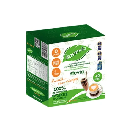 Isostevia Stevia Sweetener Sticks Box 40 sticks